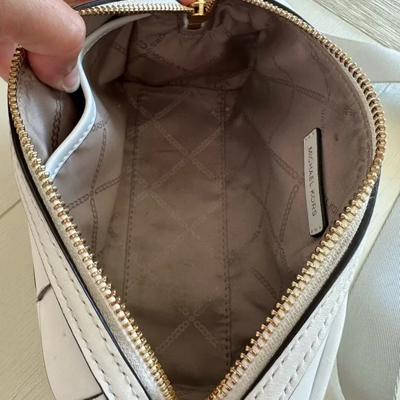 Michael Kors Jet set leather woven crossbody bag white gold - Picture 11 of 13